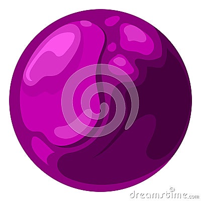 Fantastic planet. Cartoon space game element. Shiny purple sphere Vector Illustration