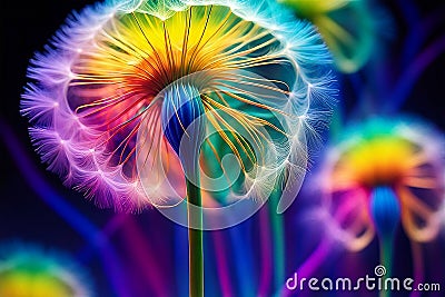 Fantastic rainbow dandelions. Stock Photo