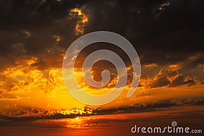 Fantastic red sky with sunset Stock Photo
