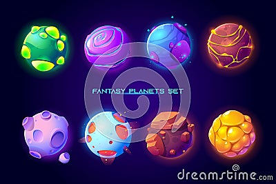 Fantastic space planets for ui galaxy game Vector Illustration