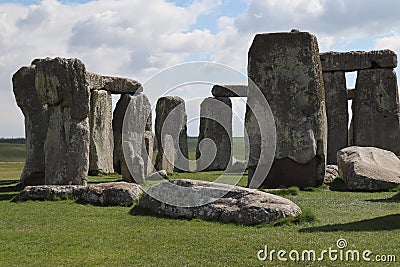 Fantastic stone art formation on the green field Stock Photo