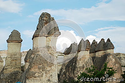 Fantastic stone landscapes of Cappadocia in Turkey Stock Photo
