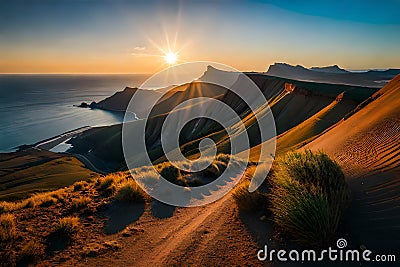 Fantastic sunset coast with beautiful colors and great light. Stock Photo