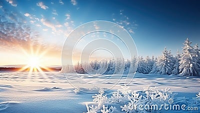 Fantastic sunset winter landscape Stock Photo