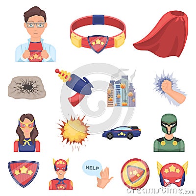 A fantastic superhero cartoon icons in set collection Vector Illustration