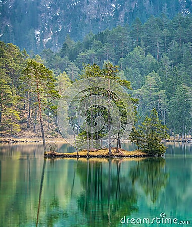 Fantastic views of the tranquil lake with amazing reflection. Pe Stock Photo