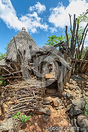 Fantastic walled village tribes Konso, Ethiopia Editorial Stock Photo