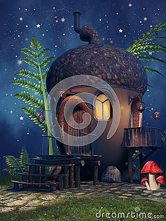 Fantasy acorn cottage Stock Photo