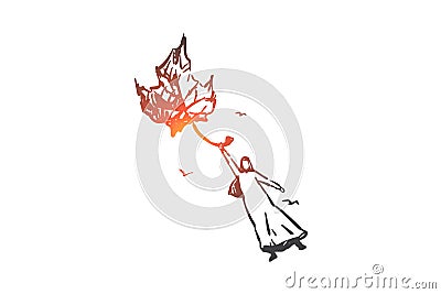 Fantasy, adventure, dream concept sketch. Hand drawn isolated vector Vector Illustration