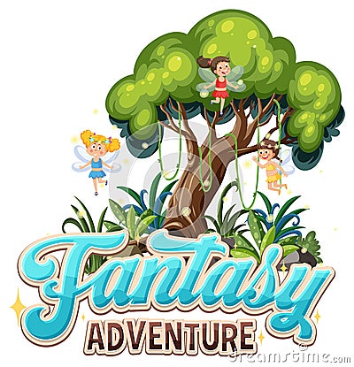 Fantasy adventure text design Vector Illustration