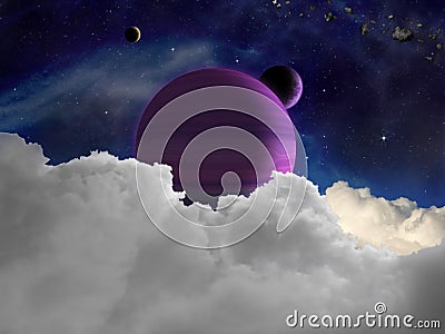 Fantasy alien space scene with alien planets Stock Photo