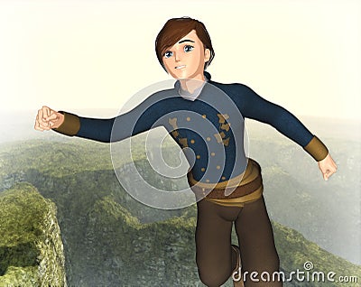 Fantasy anime boy running Stock Photo