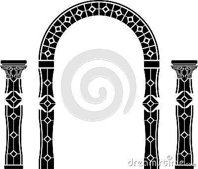 Fantasy arch and columns Vector Illustration