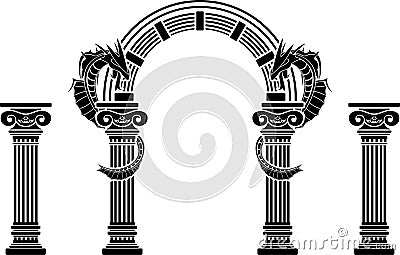 Fantasy arch and columns Vector Illustration