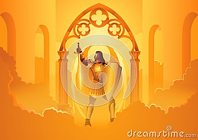 Hadraniel the angel assigned as gatekeeper at the second gate in heaven Vector Illustration