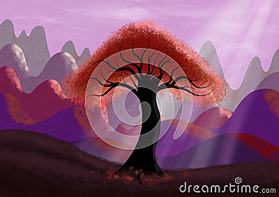 Fantasy background scenery. Original digital illustration Cartoon Illustration