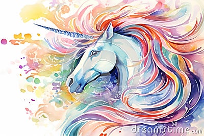 Fantasy beauty magical illustration unicorn wild animal horn mythology horse Stock Photo