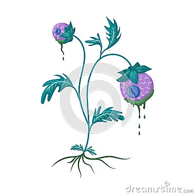 Fantasy berries botanical illustration Vector Illustration