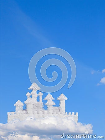 Fantasy castle in clouds Stock Photo