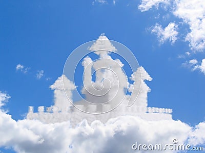 Fantasy castle in clouds Stock Photo