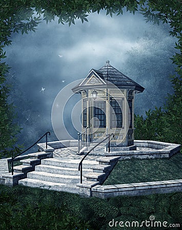 Fantasy chapel at night Stock Photo