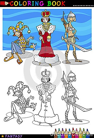 Fantasy characters for coloring Vector Illustration
