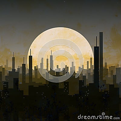 Fantasy Cityscape Artistic Abstract Background Stock Photo