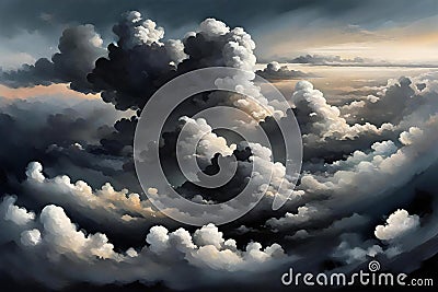 Fantasy cloudscape, illustration of clouds and sky Cartoon Illustration