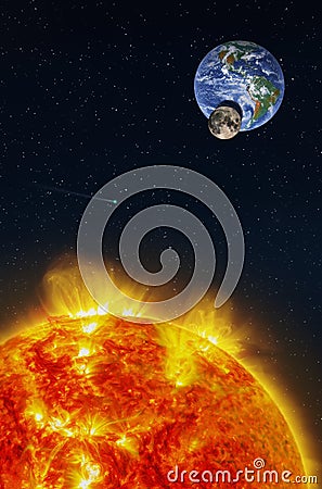 Fantasy composition of a solar eclipse seen from the Sun Stock Photo