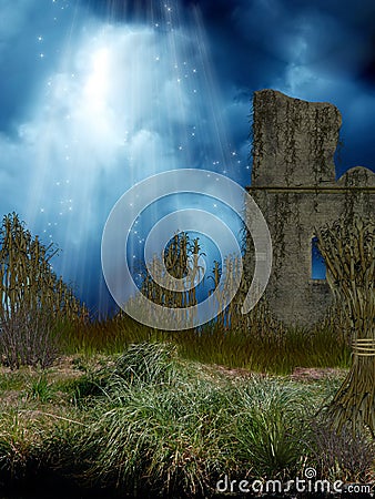 Fantasy corn field Stock Photo