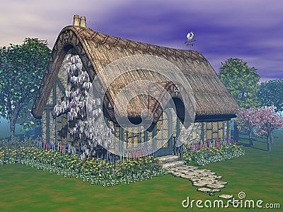 Fantasy Cottage Garden Stock Photo