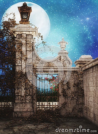 Fantasy courtyard Stock Photo