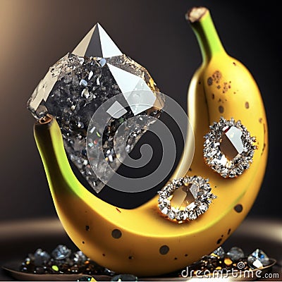 The banana in diamonds. Cartoon Illustration