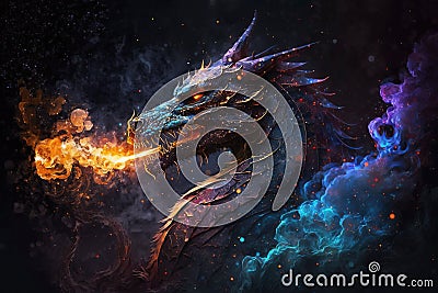 Fantasy Dragon Illustration . AI generated Illustration Stock Photo