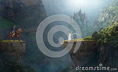 Fantasy Dream, Imagination, Knight, Girl Stock Photo