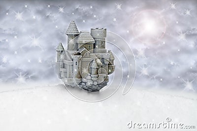 Fantasy Dream Snow Castle Stock Photo
