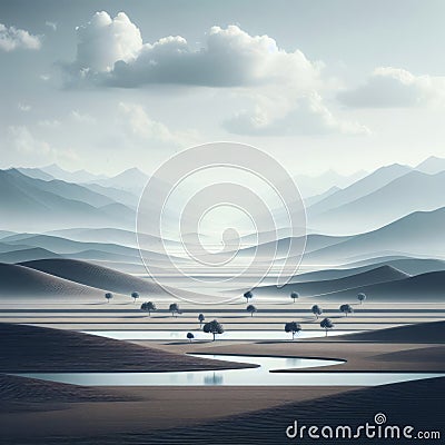 Fantasy epic magic mountain landscape. Mystical winter valley valley , Panoramic view of big mountains Stock Photo
