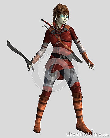Fantasy fighter with sword Stock Photo