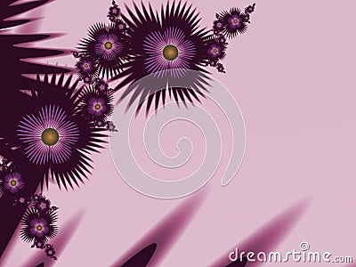 Fantasy floral image, backgroung for inserting text. Flower background for inserting text. Purple and red fractal picture. Stock Photo