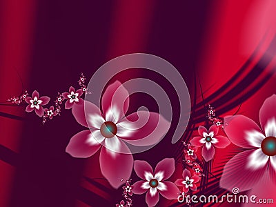 Fantasy floral image, backgroung for inserting text. Flower background for inserting text. Red and white fractal picture. Stock Photo