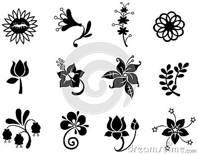 Fantasy flower icon silhouettecollection set 2(vec Vector Illustration