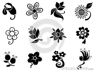 Fantasy flower silhouette silhouette collection se Vector Illustration