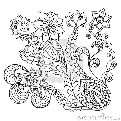 Fantasy flowers coloring page. Vector Illustration