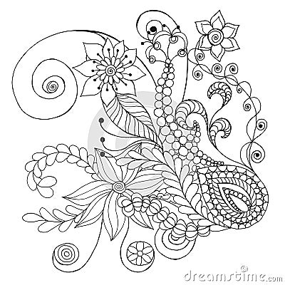 Fantasy flowers coloring page. Vector Illustration