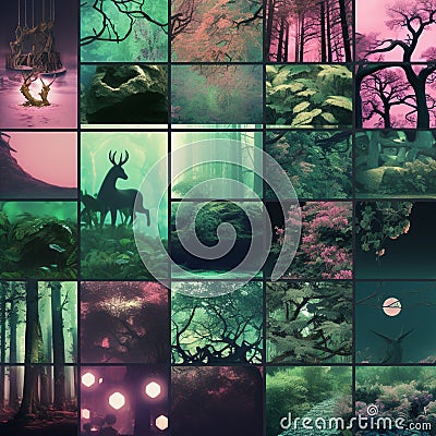 Fantasy Forest: Enchanted Woods Moodboard Cartoon Illustration