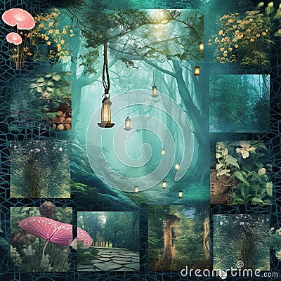 Fantasy Forest: Enchanted Woods Moodboard Cartoon Illustration