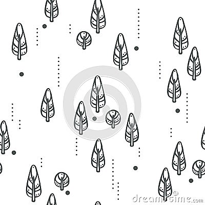 Fantasy Forest Tree Seamless Pattern - cute and modern decoration Vector Illustration