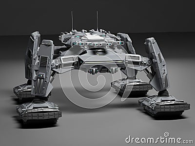 Fantasy Futuristic walking Tank. Original idea and modeling author. 3d Render Stock Photo