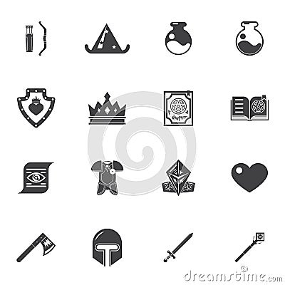 Fantasy game trendy icons Vector Illustration