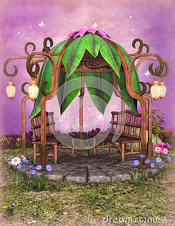 Fantasy gazebo Cartoon Illustration